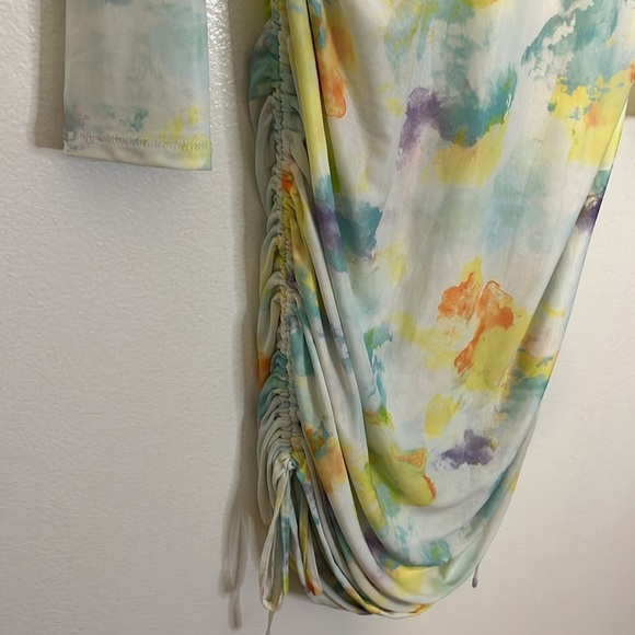 Bar III Nicole Williams English tie dye midi/mini dress Women’s size 1X bodycon - Picture 6 of 9